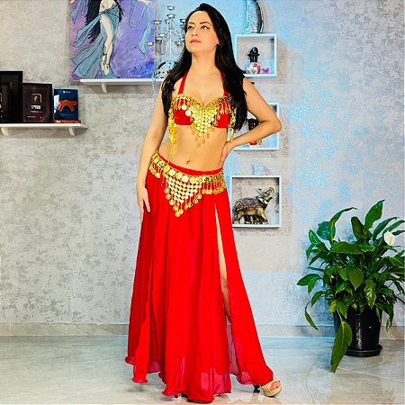 Dança do Ventre Traje Completo Cinto de Moedas - Pronta Entrega - TB-PE-7