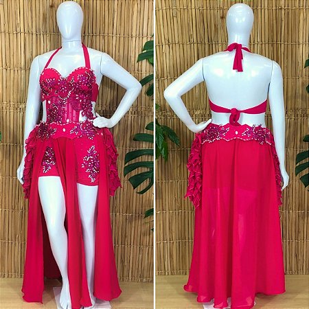 Dança do Ventre Traje Bordado Completo XG (48)- Pronta Entrega- TPCL-868