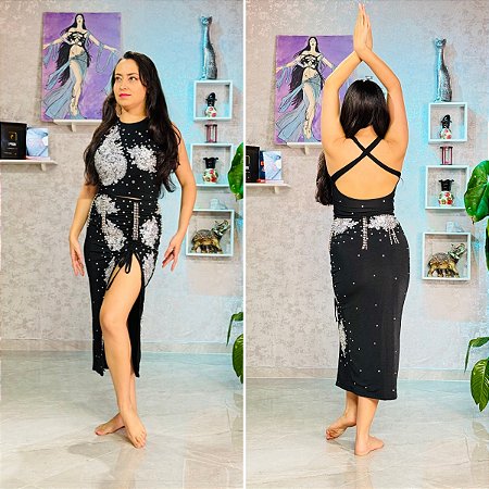 Dança do Ventre Traje Bordado Completo- Pronta Entrega- TPCL-874