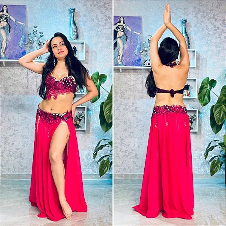 Dança do Ventre Traje Bordado Completo P(40) - Pronta Entrega- TPCL-875