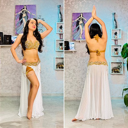 Dança do Ventre Traje Roupa Figurino Franjas e Bordado  [PEQUENOS DEFEITOS] - BZ147
