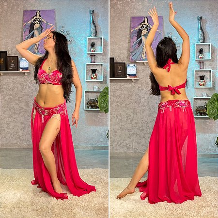 Dança do Ventre Traje Bordado Completo - Pronta Entrega - TB-PE-16