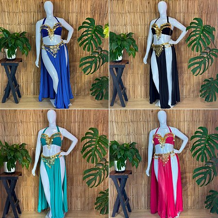 Dança do Ventre Traje Completo Cinto de Moedas Plus Size- Pronta Entrega - TB-PE-17