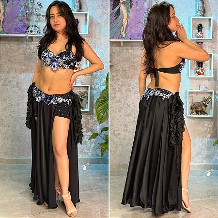 Dança do Ventre Traje Bordado Completo M (42) - Pronta Entrega- TPCL-884