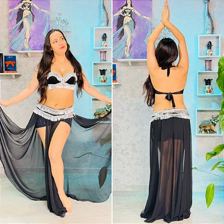 [Encomenda 30 Dias] Dança do Ventre Traje CompletoTassel Prata - TB-E30D-56