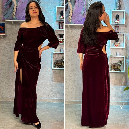 Dança do Ventre Vestido Galabia Baladi Said Veludo - Envio Imediato - VGPE-31