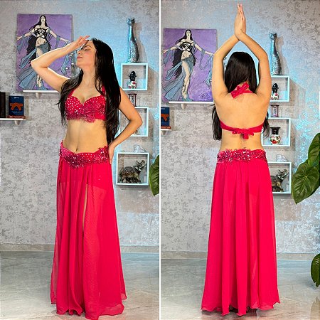 Dança do Ventre Traje Bordado Completo- Pronta Entrega- TPCL-885