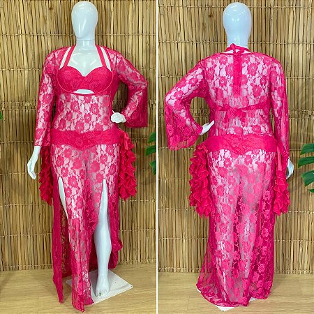 Dança do Ventre Vestido Galabia Baladi Said Renda- Envio Imediato - VGPE-33