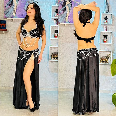 Dança do Ventre Traje Bordado Completo G (44) - Pronta Entrega- TPCL-888