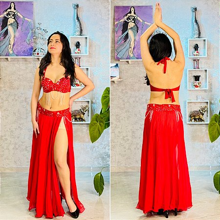 Dança do Ventre Traje Bordado Completo G (44) - Pronta Entrega- TPCL-890