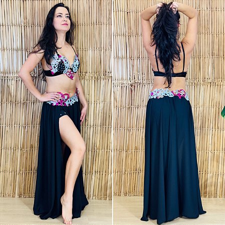 [Liquidação] Dança do Ventre Traje Bordado M(42) - Pronta Entrega- TPCL-900