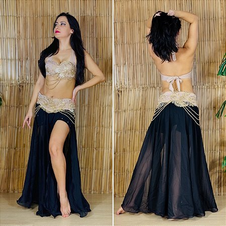 Dança do Ventre Traje Bordado Completo P (40) - Pronta Entrega- TPCL-906
