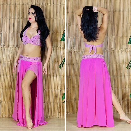 Dança do Ventre Traje Bordado Completo - Pronta Entrega- TPCL-907
