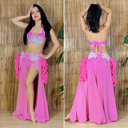 Dança do Ventre Traje Bordado Completo - Pronta Entrega- TPCL-911