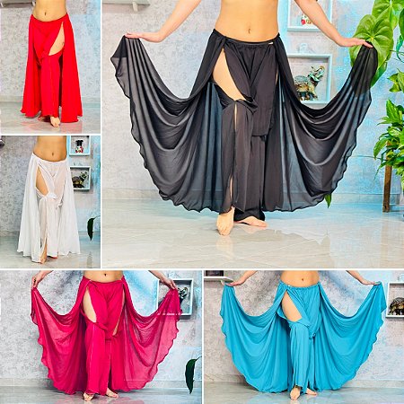 [ENCOMENDA 30 DIAS] Saia Com Calça Ísis Com Elástico Para Dança Do Ventre