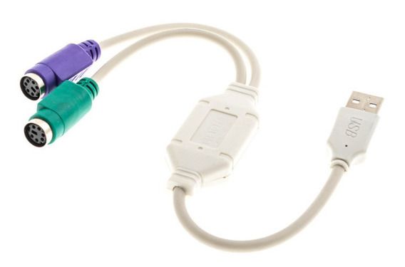 Cabo Adaptador Conversor USB para PS2 (Teclado e Mouse), Branco