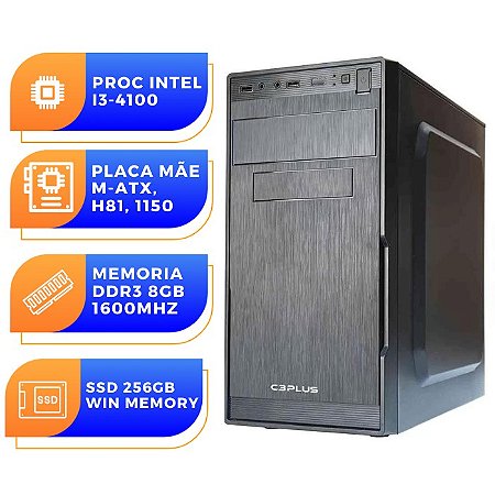 PC Office Intel I3 4100, H61, LGA 1155, DDR3 8B 1600Mhz, SSD 256GB Win -  FEMP INFO - Loja de Informática em Manaus