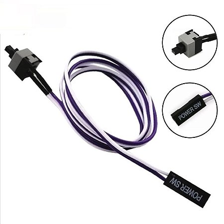 Cabo Power SW Botão ON/OFF ou Reset Interruptor -  50cm