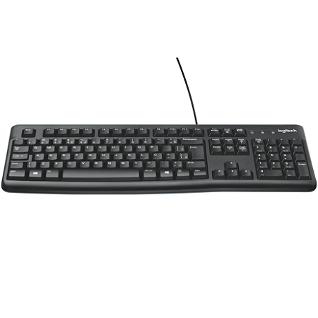 Teclado Logitech K120, USB, ABNT2, Teclas de Perfil Baixo, Resistente a Água