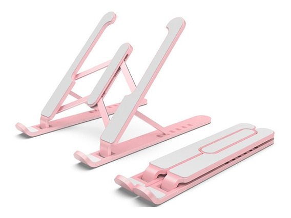 Base Suporte para Notebook Altura Ajustável, Portátil, Metal/Carbono - Rosa