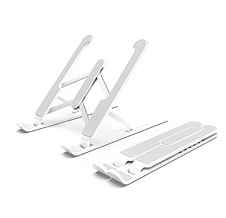 Base Suporte para Notebook Altura Ajustável, Portátil, Metal/Carbono - Branco