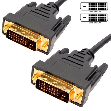 Cabo DVI-D para DVI-D Dual Link 24+1 Pinos, Alta Resolução, 2 Metros, MB Tech - Preto