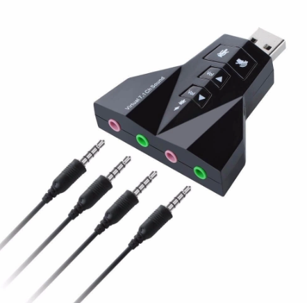 Placa De Som 7.1 Digital USB, Conexão P2 para Fone e Microfone,  Hi-Speed, Knup, HB-T65