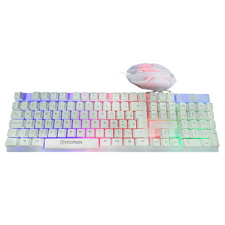 KIT Teclado e Mouse Gamer  RGB, Branco, ABNT2, Anti-Ghosting, Anti Respingo, TPC-096KB