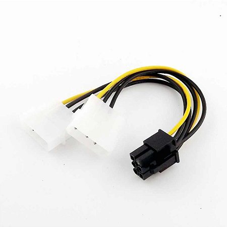 Cabo Adaptador 2x Molex para Pci Express 6 Pinos para Placa De Vídeo