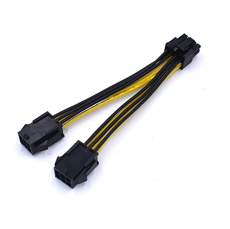 Cabo Adaptador 2x PCie 6 Pinos Fêmea para Pcie 8 Pinos Macho para Placa De Vídeo