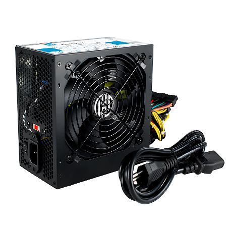 Fonte 500W ATX Real, Bivolt (Chaveada), Proteção, com PCIe 8 Pinos, Hoopson  FNT-500W