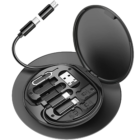 KIT Cabo Carregador 60W com Adaptador USB/USBC, USBC/V8, USBC/Iphone e Suporte de Celular