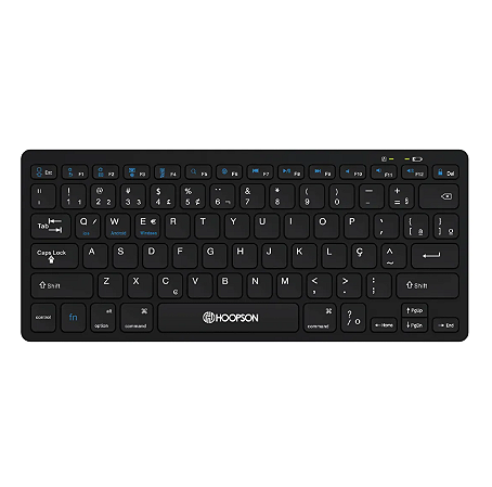 Mini Teclado Office Bluetooth Multimídia Hoopson, Padrão ABNT2, Preto, TPC-078-BT