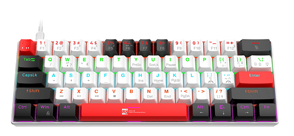 Teclado Mecânico Gamer R8 1037, RGB, Switch Blue, ABNT2, R8-1037, TR-3060B