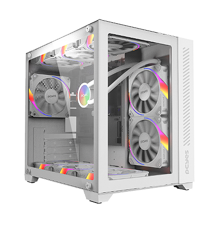 Gabinete Gamer PCYES Forcefield White Ghost, Frontal e Lateral em Vidro, S/ FAN - GFFWGP