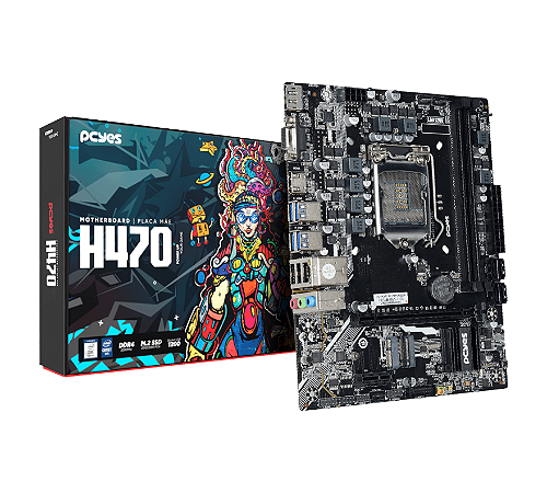 Placa Mãe H470 Socket LGA 1200 Suporte M.2 NVme, Rede Gigabit, 10 Geração, PCYES, PCYH470-10G64