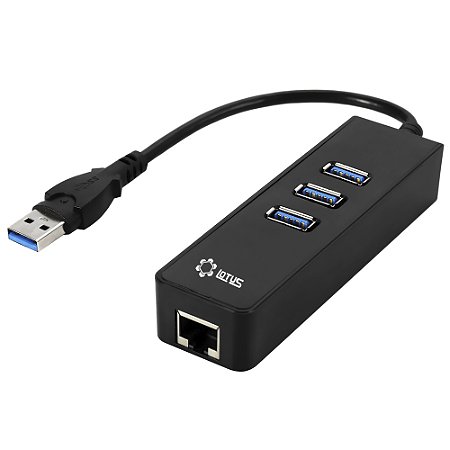Adaptador USB de Rede RJ45 Gigabit com HUB 3 Portas USB 3.0 Lotus LT-1163