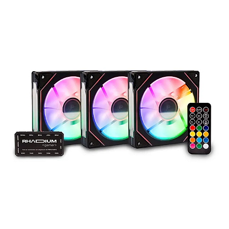 KIT 3 Cooler FAN ARGB 120mm Rhadium, com Controladora + Controle, RHA-COO-0002