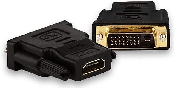 Adaptador Conector DVI-D Dual Link 24+1 pinos Macho para HDMI Fêmea