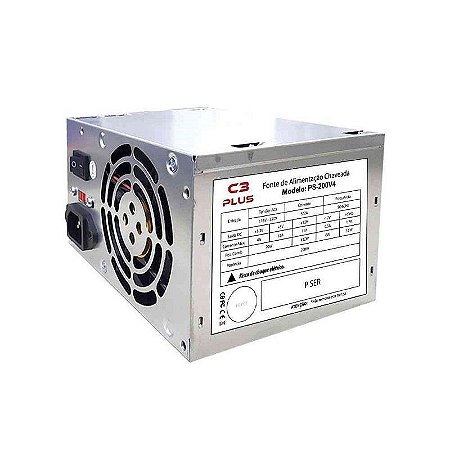 Fonte de Alimentação 200W, BOX, S/ Cabo, C3 Tech, PS-200V4, OEM
