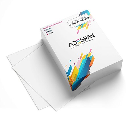 Vinil para Impressão a Laser Branco Brilho 100 Folhas A3+ 330x480 Adespam