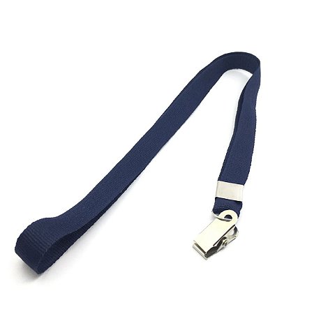 Cordão Liso para Crachá Azul Marinho Com Clips Jacaré Pacote com 25 Unidades