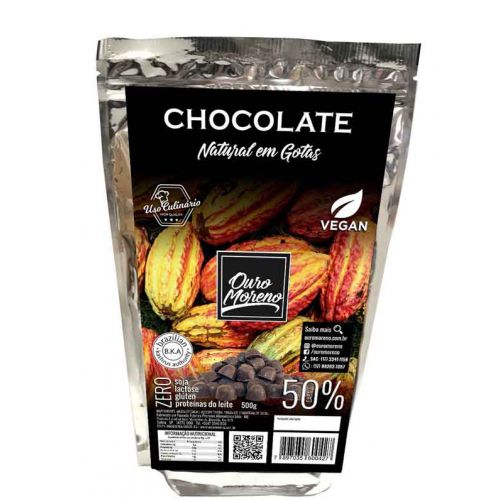 Gotas de Chocolate 50% Cacau 500 g - OURO MORENO