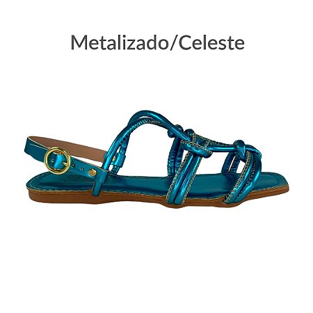 (1427-Rq5) Rasteira  Metalizado/Celeste