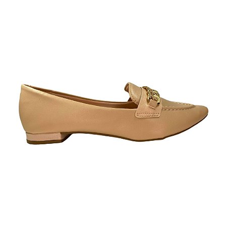 (8117-14657) Mocassim Bico Fino Detalhe Areia