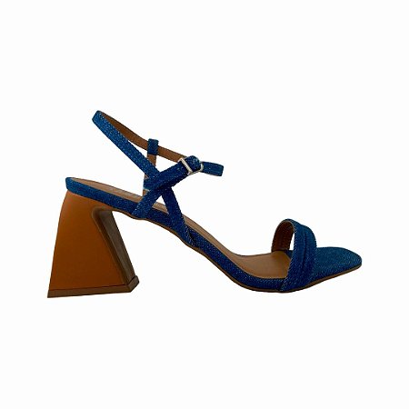 (4900-09247) Sandália Salto Geométrico Tiras Blue