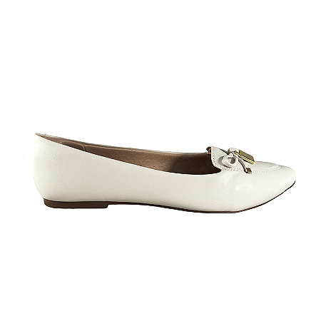 (8302-15688) Sapatilha Bico Fino Detalhe Off White