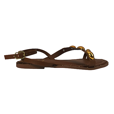 (T531819) Sandália Rasteira Esferas Cappuccino