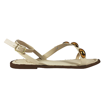 (T531819) Sandália Rasteira Esferas Off White