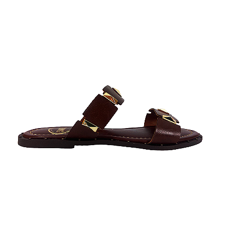 (R531822) Rasteira Tiras Quadradas Trufa